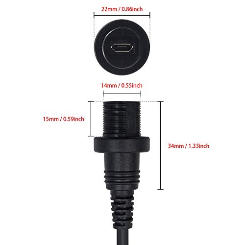 Duttek Micro USB Panel Mount Cable, Right Angled 90 Degree Micro USB Mount Extension Dash Flush Cable Male to Female for Car, Boat, Motorcycle, Truck Dashboard 30cm/12 Inch - size: Right Angled