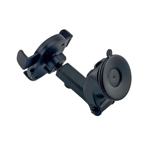 Car Dashboard Phone Mount with Suction Cup, Telescoping Adjustable Arm, 360 Degree Rotation, One-Handed Operation, Universal Fit iPhone and Android, Durable Nylon, Black
