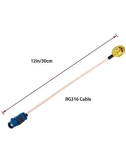 SMA Male to Fakra C Male Blue Pigtail Cable RG316 12in/30cm Fakra C Plug to SMA Plug GPS Antenna Extension Cable for Vehicle GPS Navigation Car Radio Stereo - size: 12in/30cm