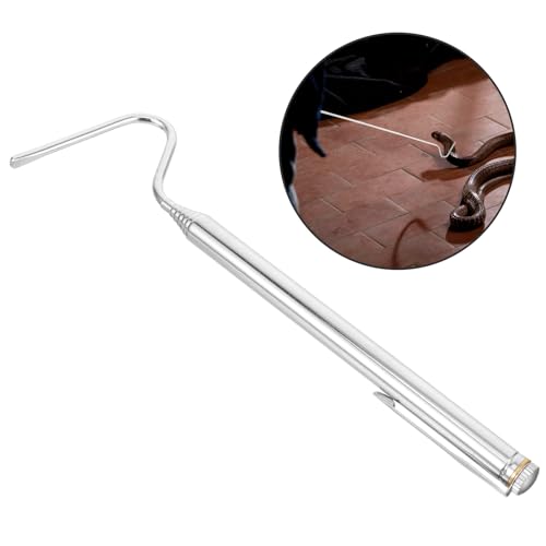 OUNONA Retractable Stainless Steel Snake Hook Portable Snake Grabber Tool White Reptile Handling Accessory for Terrarium and Care
