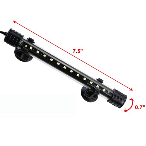 AQUANEAT Aquarium LED Submersible Light 7.5 Inch Underwater Fish Tank Light (White) - color: White