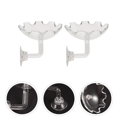DOITOOL 2pcs Acrylic Shrimp Feeding Basin Fish Feeder Bowl with Suction Cup for Aquarium, Shrimp Food Dish Suitable for Fish and Reptile Tanks