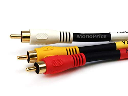 Monoprice 100126 25-Feet Triple RCA Stereo Video Dubbing Composite Cable Black - size: 25 Feet