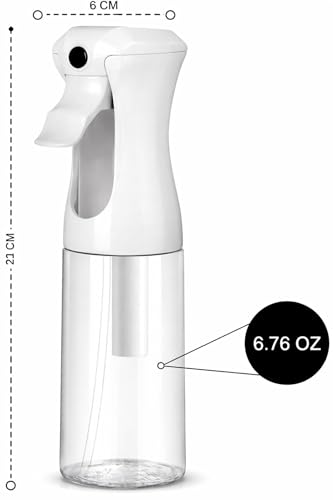 VIGOR PATH Continuous Spray Bottle – Fine Mist Mister Spray Bottle for Hair, Plants, Cleaning, Pets & Travel | Refillable Water Spray Bottles (200ml / 6.7oz) Clear - size: 6.7 Ounces