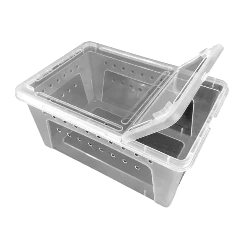 Jungle Bob - Clear Plastic Reptile Terrarium Box - Easy Pet Transportation - Enclosure for Small Herps - Side Ventilation - Clear View - Fade Resistant - Glossy Finish - Medium - 10.25" x 7" x 4.5" - size: Medium, style: 1 Pack