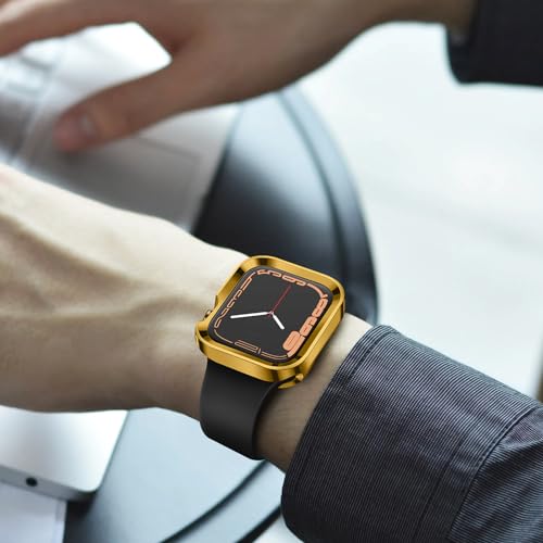 Rugged Case Compatible with Apple Watch Case 41mm 40mm Series 9/8/7/6/5/4/SE3/2/1, Soft Flexible TPU Shockproof Protective Bumper Cover for iWatch 41mm 40mm, Plating Gold - color: Plating Gold, size: 40mm/41mm