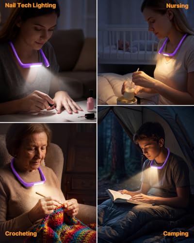 Neck Light with Storage Case, 3 Colors Dimmable Reading Light - color: Dark Purple Light with Storage Case