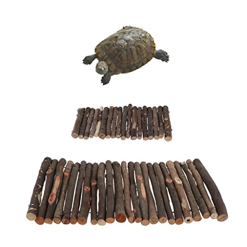 Turtle Basking Wooden Hiding Cave Basking Ramp Turtle Terrace Made of Safe Natural Wood Suitable for Small Animals and Pet