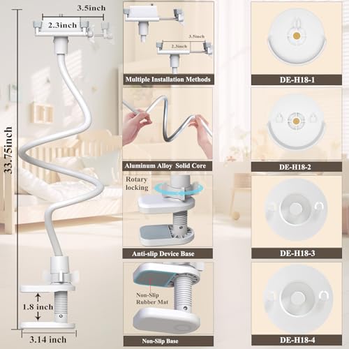 Flexible Baby Monitor Stand Mount Holder Compatible with eufy Security E30 / E20 / C220 / E21/ E110 / C2110 / T8417/ T8354/ T8300 Cameras Adjustable Baby Cameras Stand Clip Clamp Mount - size: 33.48" for eufy E30/E110/C220/E220/C2110