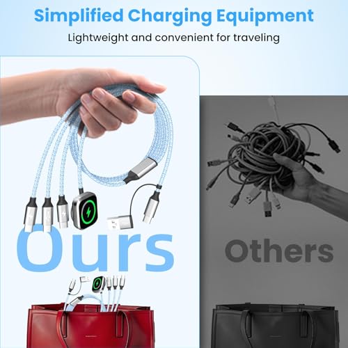 4in2 3 X USB C Cable Multi Charging Cable for iWatch Charger, 5FT - color: B1-Square, size: 1PCS&5FT