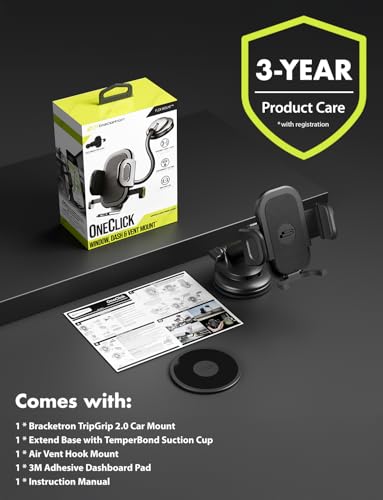 Bracketron TripGrip 2.0 Car Phone Holder, Dash & Window, Suction Cup, 360°