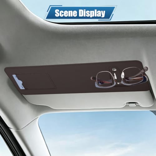 Car Sun Visor Extender with Sunglass Clip&Ticket Card Holder, Brown - color: Brown