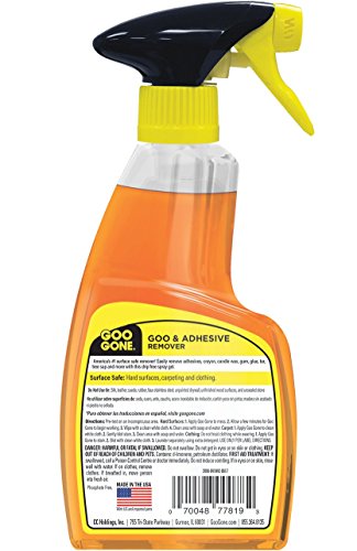 Goo Gone Adhesive Remover Spray Gel, Removes Chewing Gum, Grease, Tar, Stickers, Labels, Tape Residue, Oil, Blood, Lipstick, Mascara, 8 Pack & Sticker Lifter - size: 12 Fl Oz (Pack of 8 + Sticker Lifter)