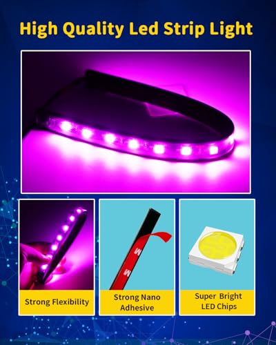 Car Led Light Strip,Pink Interior Lights for Trucks 30CM (6PCS) - color: Pink