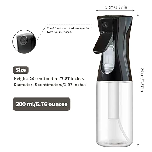 Continuous Spray Bottle for Hair-6.76OZ/200ML,Continuous Mister Empty Spray Bottles,Ultra Fine Mist Water Sprayer for Hairstyling, Cleaning, Plants, Pets, Barbers, Salons(2PCS)