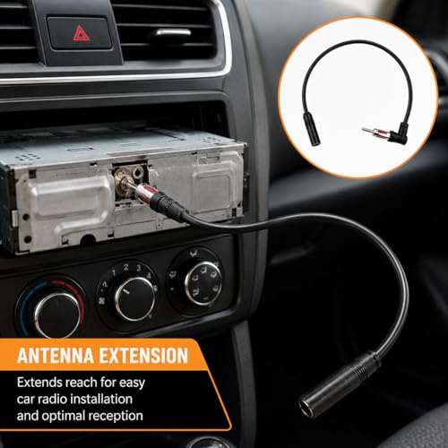 Universal Car FM AM/DIN Male Right Angle to Female Audio Modified DVD Navigation CD Player Radio Antenna Extension Cable Conversion Cable 10 ft