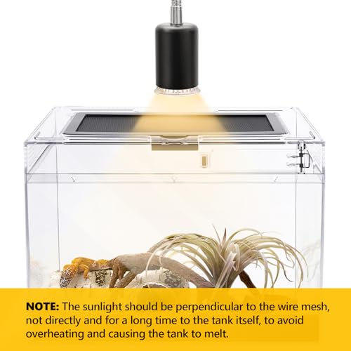 HELIME Reptile Tank 7 Piece Starter Kit with Escape Proof Locking Lid XL | All in One lizard Terrarium,Polycarbonate Leopard Gecko Enclosure Frogs Cage with Light,Hygrometer,Hide,Tweezer,Bowl,Sprayer - size: XLarge(19.5x9.4x10.5IN)