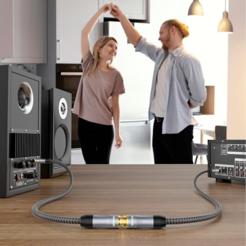 VANAUX Subwoofer Extension Cable,Male to Female Coaxial Cable,RCA Digital Audio Cord 75 ohm Gold-Plated with Braided Jacket for Home Theater,TV,Amplifier, Speaker(6.6ft/2m) - size: 6.6ft/2m, style: Male to Female-Grey