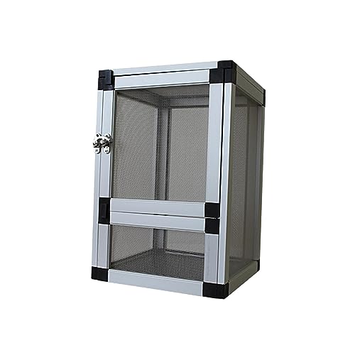 Reptiles Habitat Breeding Boxes Air Screen Cages Reptile Cage for Turtle, Silver - color: Silver