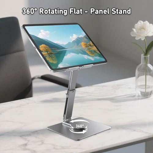 iPad Stand, Height Adjustable with 360 Rotating Base Holder for Desk