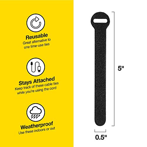 Self-Gripping Cable Ties by Wrap-It Storage - 5" (50-pack) Black - color: Black, size: 5" (50-Pack)