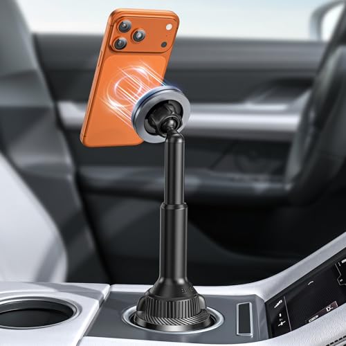 OQTIQ Phone Cup Holder for Car Mount for MagSafe, Quick Extension Long Arm - color: Black