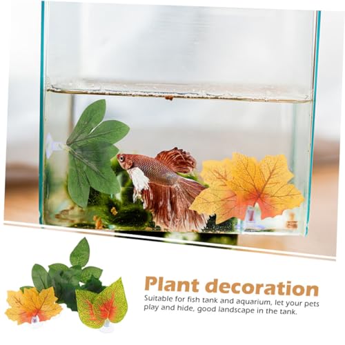 BESPORTBLE 10pcs Reptile Tank Plants with Suction Cups, Lifelike Artificial Terrarium Plant Ornaments for Lizard, Chameleon, Snake Habitat Decoration, Aquarium Landscaping Accessories