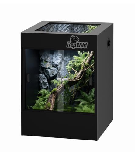 33 Gallon PVC Tall Reptile Tank/Terrarium, RepWild 18" x 18" x 24" Arboreal Reptile Habitat Enclosure with Sliding Door & Heavy-Duty Screen for Amphibians, Crested Gecko Lizard Chameleon - size: 18"W x 18"D x 24"H
