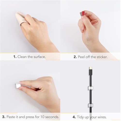 AGPTEK Flat Ethernet Cable Clips, 60 PCS Adhesive Wire Clips, Clear - color: Clear, size: 60 PCS