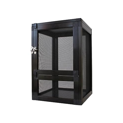 Reptiles Habitat Breeding Box Reptile Tank Portable Reptile Cage Air Screen Cages for Transport Small Animal Hamsters Crickets Gerbils, Black - color: Black