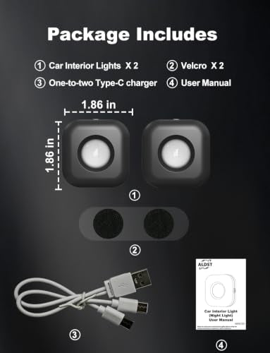 4PCS Car LED Lights Interior Wireless, 7 Color Ambient Lighting