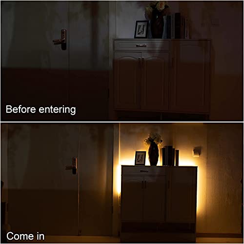 WOBANE Rechargeable Motion Sensor Strip Light, Warm White LED Closet Lights - color: Warm White, size: 2*6.56ft White