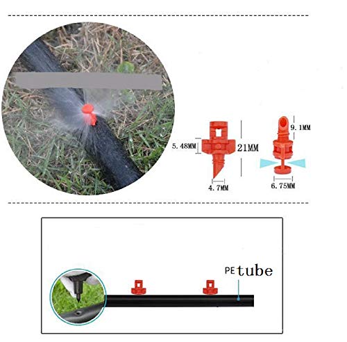 SUCOHANS 360 Degree Micro Sprayer Fan Jet Hydroponic Aeroponic Misters Cloners - 360 Sprayer Red (100)