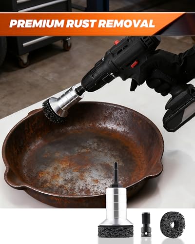 Wheel Hub Cleaning Brush Pad, Brake Rotor Resurfacing and Rust Remover Tool, Wheel Stud Nut Cleaner, Quick Change Wire Brush Drill Bits or 1/2" Impact Wrench Bits, for Cars, Trucks, Motorcycles - size: 2pcs