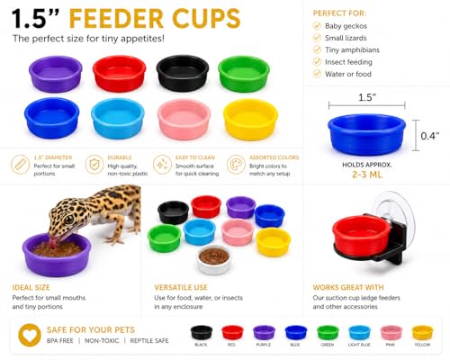 Reusable Gecko Ledge Feeder Cup Inserts – 3D Printed Eco-Friendly Plastic, 1.5” & 2” Sizes, Compatible with Magnetic & Suction Cup Reptile Feeding Ledges (White, 2 INCH) - color: White, size: 2 INCH