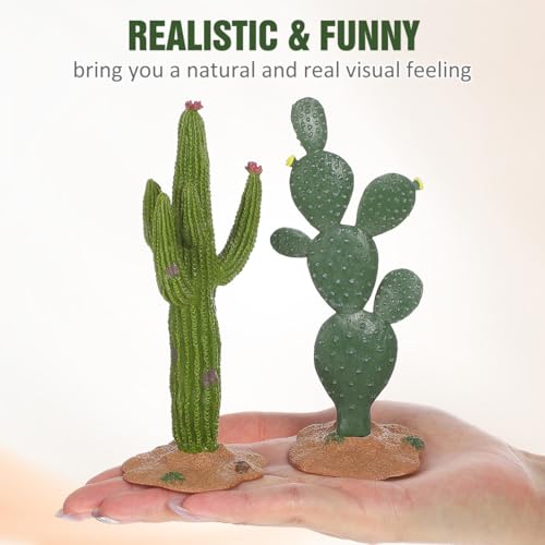 BESPORTBLE Terrarium Cactus Plants, 2Pcs Reptile Plants Terrarium Decor- 5. 5Inch Simulation Cactus Plant Landscaping Decoration for Tortoise Lizard Gecko Bearded Dragon