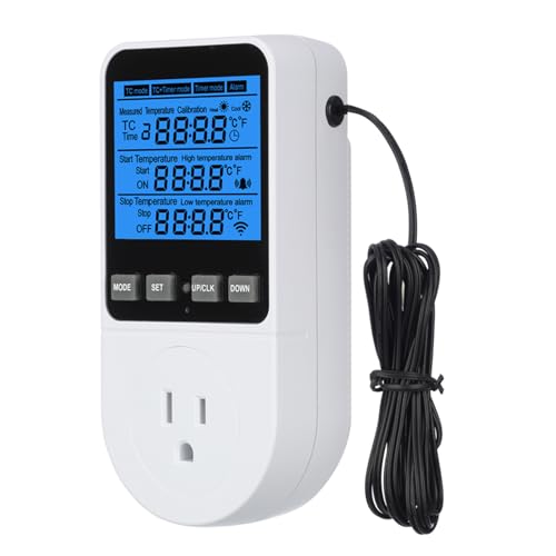 Digital Day Night Thermostat Outlet Plug with Timer, Heating Cooling Multi Period Temperature Controller, LCD Screen Outlet Socket for Reptile Incubator Greenhouse Brewing Refrigerator 110V - color: Upgraded