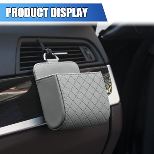 Car Vent Storage Bag, Leather Car Dashboard Organizer Pocket, Grey - color: Grey