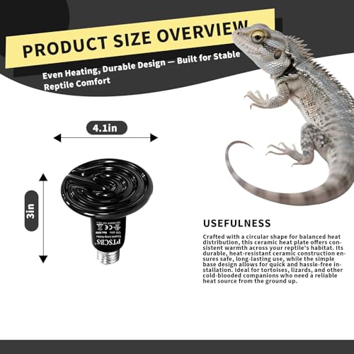 100W Reptile Heat Lamp(2 Packs)-Ceramic Heat Emitter for Reptiles Amphibian Pet Brooders Chicken Incubation, and Terrariums Turtle Lizard Bearded Dragon Snake E26 - size: 100W