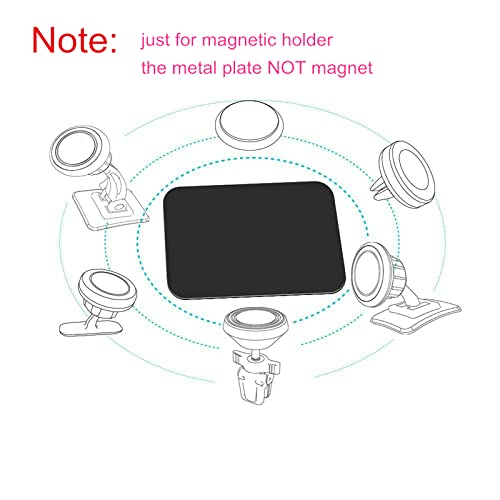 SALEX Replacement Metal Plates Set 16 Pack for Magnetic Car Mount. Kit of 16 Magnets for Back of Phone Case. Black Rectangular Iron Stickers Without Holes Discs. 3M Adhesive Backing Steel Sheets. - color: Rectangular / 16 Pack