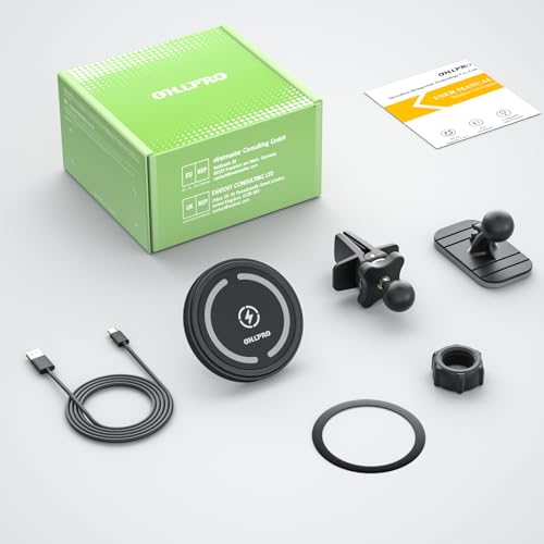 OHLPRO for MagSafe Car Mount Charger iPhone 15W Wireless Car Charger - color: Dark Gray