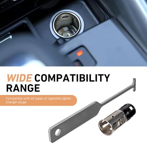 2PCS Cigarette Lighter Removal Tool, Car Cigarette Lighter Socket, Replacement 25776667 J42059 25774623, Cigarette Lighter Socket with Disassembly Tool, Suitable for GM Models (Silver)