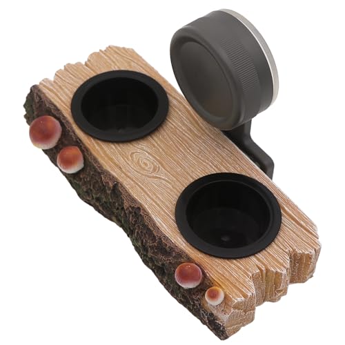 AQUA KT Reptile Gecko Feeding Ledge Food Water Double Bowl with Suction Cup for Terrarium Habitat Snake Lizard Bearded Dragon Chameleon Turtle Feeder Tank Accessory