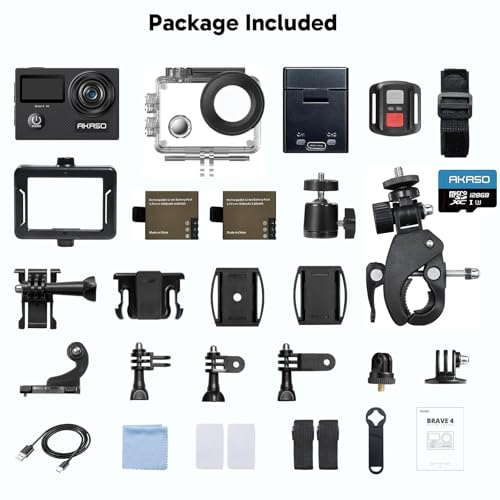 AKASO Brave 4 Action Camera 4K30fps with 128GB MicroSD Card Bundle