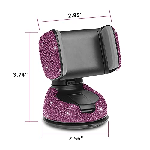 eing Car Phone Mount Cell Phone Holder with One More Air Vent Base,Bling Crystal Universal Phone Mount Holder Cradle for Dashboard,Windshield and Air Vent,Purple - color: G-Purple