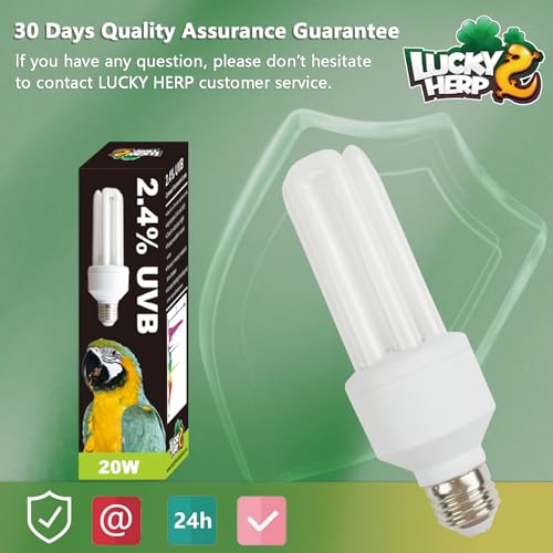 LUCKY HERP UVA UVB Light Bulb for Birds 2.4 UVB 20W Compact Flourescent Lamp for All Kinds Captive Birds