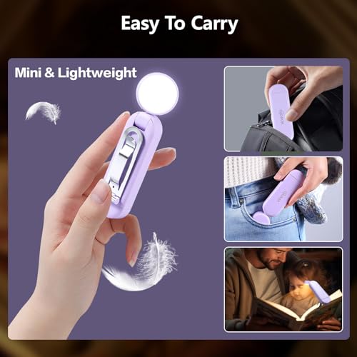 VAVOFO USB Rechargeable Book Light, Bookmark Clip on LED Reading Light - color: Purple