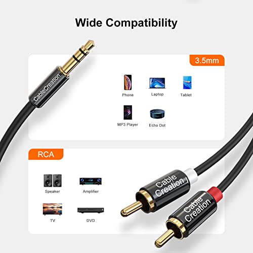 CableCreation 3.5mm to RCA Cable, 3.5mm Male to 2RCA Male Stereo Y Splitter - size: 16.4FT, style: PVC Jacket