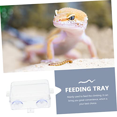 Hemoton 2pcs Reptile Feeding Bowls Escape Water Basin for Tanks Suction Cup Reptile Food Dishes Supplies