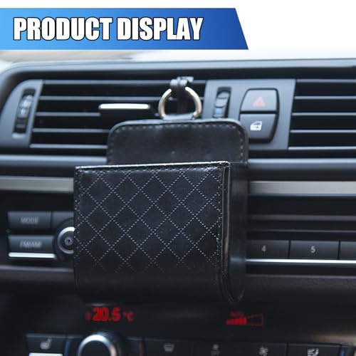 Car Vent Storage Bag, Leather Car Dashboard Organizer Pocket, Black - color: Black